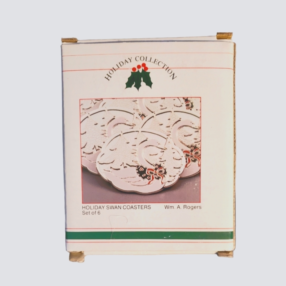 Vintage Silver-plated Holiday Swan Coasters